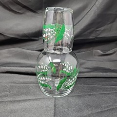 Libbey Tumble Up Carafe And Glass Lily Of The Valley Pattern Bedside