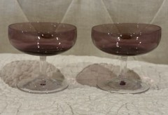 Set of 2 Vintage Fostoria Amethyst Champagne/Sorbet Crystal Glasses Stemware