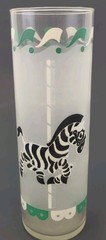 Vtg MCM Zebra Libbey Carousel Merry Go Round Tom Collins Frosted Glass