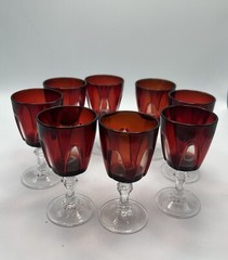 Cristal D’Arques Durand Red Gothic Cordial Glasses 3.25″ France Set of 8