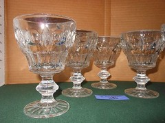 5 DUNCAN MILLER Clear Glass Vintage Plaza GOBLETS