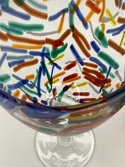 Pier 1/Murano Style Wine Goblet Glasses Confetti Splatter Art Lot Of 2