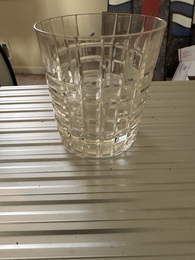 TIFFANY & Co 3-5/8″ PLAID DOUBLE OLD FASHIONED WHISKEY TUMBLER GLASS