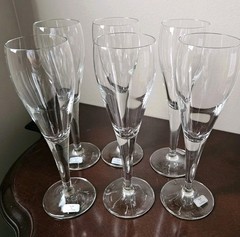 6 Fluted Lead Free Crystal Champagne Glasses Flutes Germany 8″