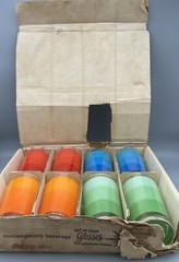 Vtg Glasses Bartlett Collins Four Seasons Set Original Box Blue Red Green Orange