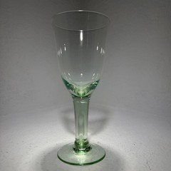 Hand Blown Green Tint Stemmed Wine Glasses Set of 3 Vintage Artisan 8oz