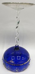 Gold & Crystal Embellished COBALT BLUE Oversized GOBLET TWISTED STEM 10.5″ tall
