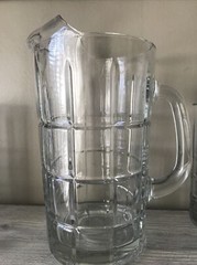1 Pitcher And 6 Clear Anchor Hocking Tartan (MANCHESTER) 16 Oz Iced Tea Glasses