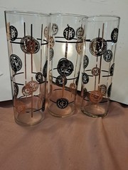 Mcm Libbey Old Coin 1960 Tom Collins Glasses Set Of 3 Vintage