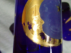 4 Culver Cobalt Blue 6 Inch Glasses Celestial Gold Stars & Moon With Stars Read