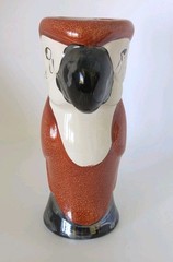 Vintage Parrot Tiki Mug Ceramic Macaw Vase Barware Sandstone Red 18oz DW125G