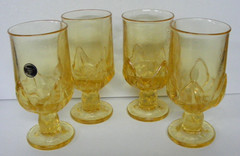 Franciscan Cabaret Glass Yellow Cornsilk Set of 4 Footed 12 Oz Tumbler Glasses