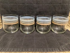 Vintage International Coronado Glassware Juice Lowball Set Of 4 Blue Gray Peach