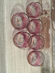 Lot Of Six (6) Pink Iridescent Roly Poly Bar~Drink Glasses