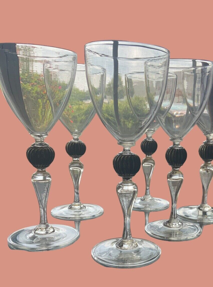 Amber Bronze Set of Five Wine Glasses – Elegant Wine Glasses Set-MCM