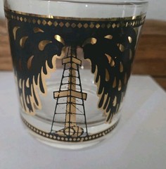 MCM Low Ball Black & Gold Gushing Oil Rig Derrick Glass