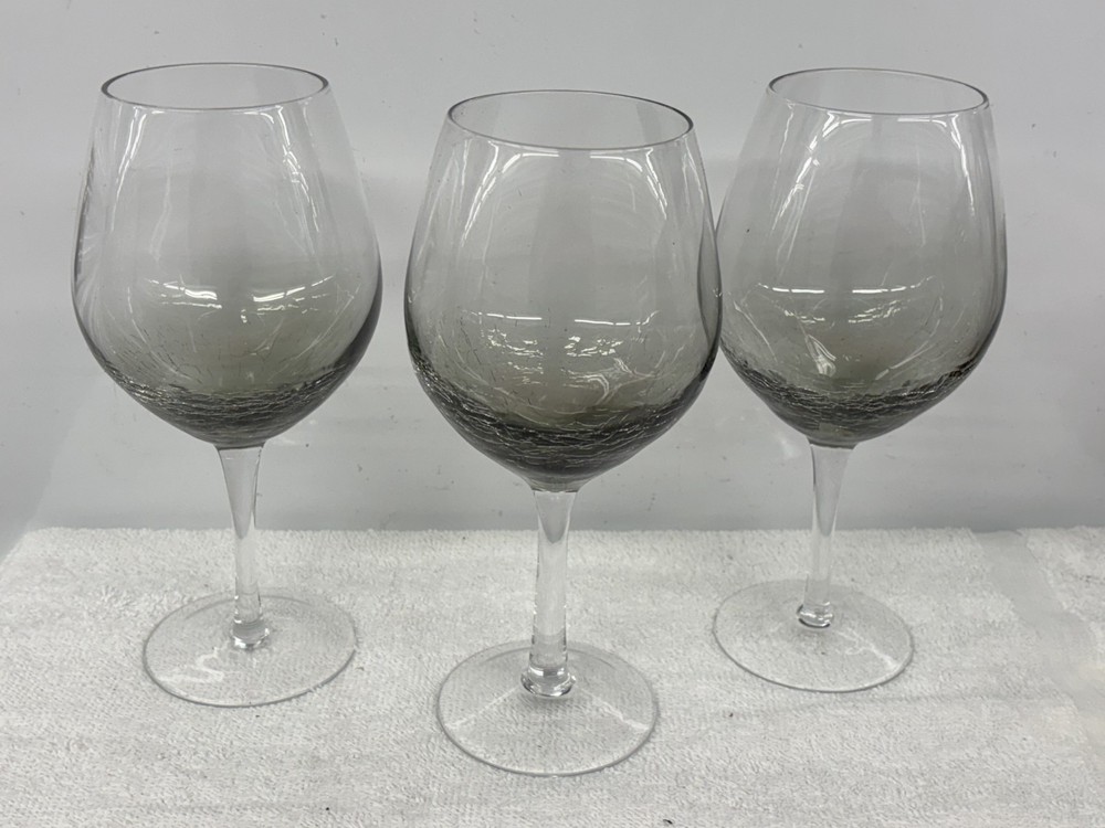 PIER 1 — SMOKE CRACKLE — RED WINE GOBLETS — 3