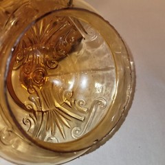 Vtg Empoli Italy GLASS AMBER SCROLL PATTERN BEER Mug Stein Candy Apothecary Jar