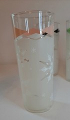 4 Vintage Frosted Glass Atomic Snowflake Diamond High Ball Ice Tea Tumblers MCM