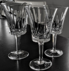 A Set of 3 Gorham Crystal Richelieu-Rondo Hand-Blown Wine Glasses DISCONTINUED!!