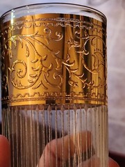 6 Vtg CULVER STARLYTE Highball Hollywood Glam Glasses w/Ornate 22K Gold Bands