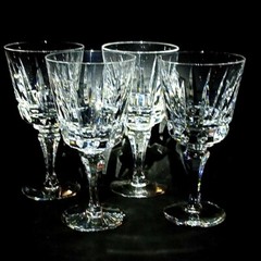 ATLANTIS LISBON WATER GLASSES, Cut Lead Crystal, 6 3/4″, 10 oz, PORTUGAL, 4PCS