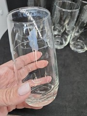 Princess House Heritage 12 Oz Tumbler Set Of 6 Clear Floral Etched 5″ Glasses