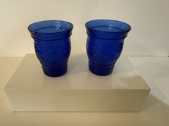 Vintage Ring O Rings Cobalt Blue Glass Tumblers Maryland Glass Pair
