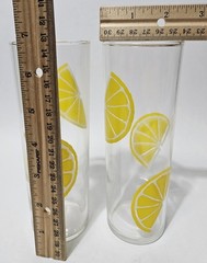 5 Vintage MCM Federal Glass Lemon Wedge Lemonade Tea Glasses~Decorated Art