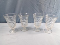 Set of 4 Fostoria Clear Glass American Pattern Footed Juice Glasses Tumblers
