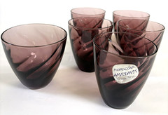 6 Hazel Ware Moroccan Amethyst 3.25 Tumblers Purple Swirl Glass *1 is larger MCM