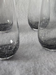 Pier 1 Crackle Highball Tumbler Glasses Smoke Gray 5 7/8″ Discontinued Set of 4