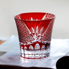 Japanese Style Crystal Glasses Whiskey Glass Hand Cut Clear Glass 220ml/8oz Red
