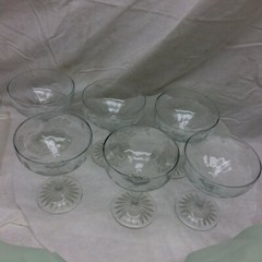 Vintage Wine Glass Goblet lot (6) Etched Grape Motif