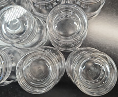 8 Stuart Crystal Dash Dot Tumblers Set Depression Clear Cut England Antique Lot