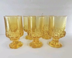 Tiffin Franciscan MADEIRA Cornsilk Yellow Glass 5.5″ Goblet 6p Set 1972 PRISTINE