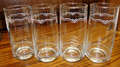Set (4) Corelle Breakfast Rose Pattern 14oz. Drink Glasses 5.8″ Barware O17/O18