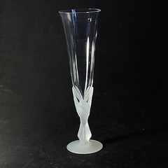 SASAKI WINGS CHAMPAGNE FLUTE, Frosted Lead Crystal, 9 1/4″, 8 Oz, JAPAN