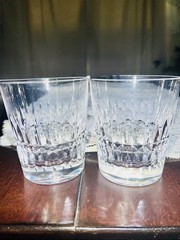 Bayel Double Old Fashioned Glass Vertical Horizontal Cuts 14oz 4in ~ 2 Piece Set