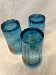 Handblown Turquoise With White Dots Drinking Glass Aaron Sanchez New With Label