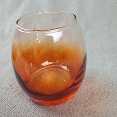 Vintage Tumbler Glasses Set of 3 Adult’s Orange Short Egg Shaped Rounded Cup