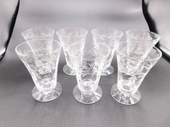 GORHAM-REIZART, SET OF 5 CRYSTAL JUICE GLASSES, CUT AND ETCHED, RITA