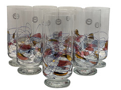 Milano Set of 8 Glasses Vintage Barware Kitchen Stained Glass Pilsner Romania