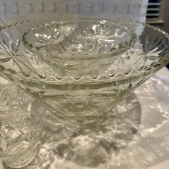 Vintage glass punch bowl and cups