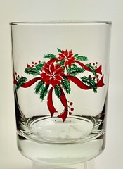 Poinsettias & Ribbons Double Old Fashions Rocks Glass Christmas