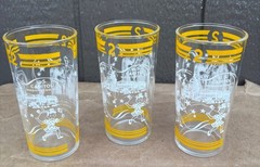 Vintage Hazel Atlas Washington DC Glasses Set Of 3 U.S. Capitol Lincoln Memorial