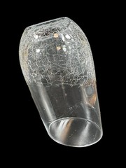 Pier 1 Angled Slant Rim Crackle Blown Glass Set 3 Tumbler Stemless Wine HighBall