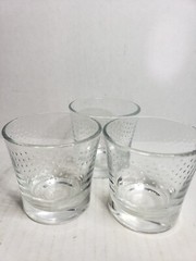 Textured Dot Glass Rocks Glasses Set of 3 Clear Glass Cocktail Glasses
