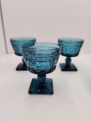 Vtg MCM Indiana Glass Aqua Blue Park Lane Colony Footed Sherbet Glasses 6pc 4.4″