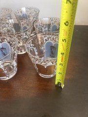Vintage Gold White Birdcage Rocks Glasses Set 11 MCM Briard Style Barware